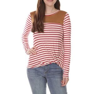 Moa Moa Striped Faux Suede Top (Juniors) Size S